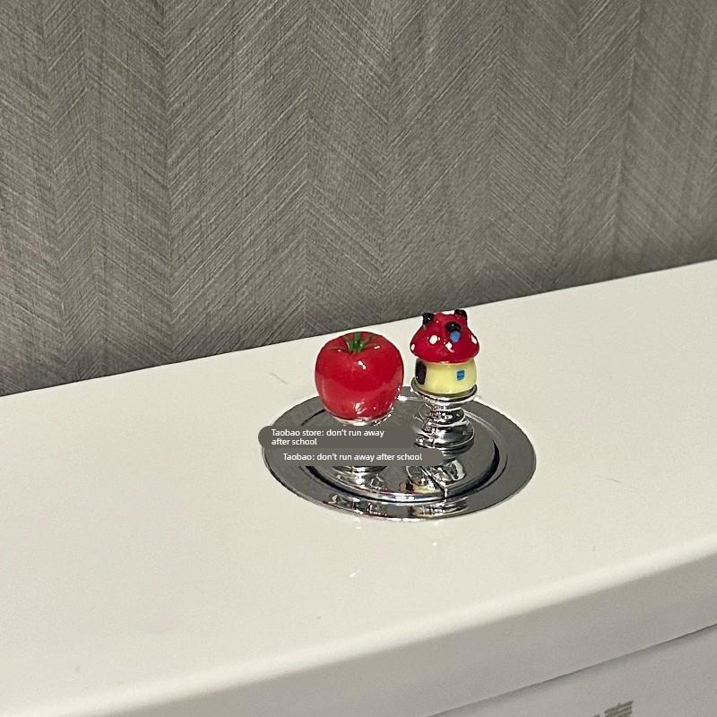 可爱小番茄马桶按压美甲专用卫生间按钮冲水水箱辅助按键提盖器