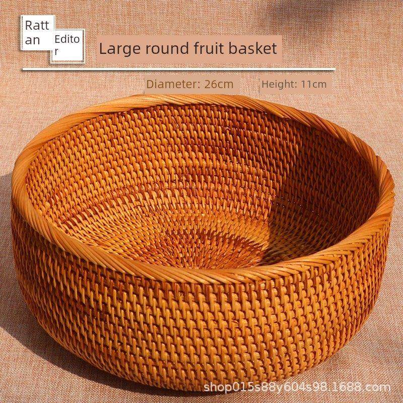 天然藤编织水果盘干果篮竹编面包馒头筐家用客厅茶几零食盘收纳筐,收纳整理,其他收纳篮,淘宝优惠券,粉丝福利购,淘宝优惠卷