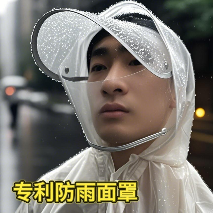 防雨面罩帽瞭望窗护脸遮雨帽外卖雨衣雨披骑行不挡视野防雪挡雨帽