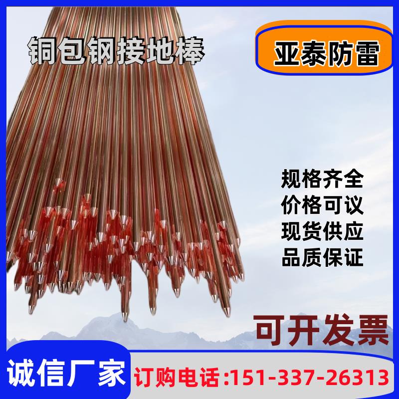 镀铜钢棒铜覆钢垂直接地棒防雷避雷接地器材铜包钢接地棒定制