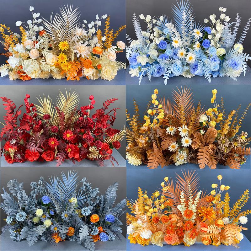 婚庆彷真花婚礼布置地排花订婚布置彷真绢花装饰花排路引花球挂花