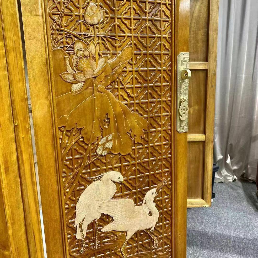 高端正宗金丝楠木顶箱柜实木中式衣柜小叶楠雕刻收纳柜卧室衣柜