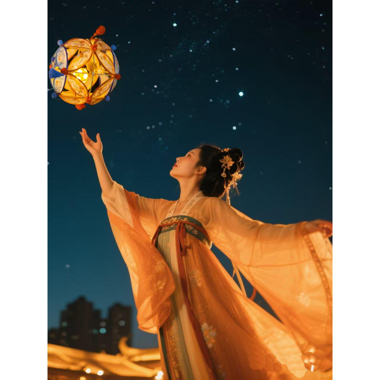 中秋节滚灯非遗竹编灯笼diy手工花灯材料包古风舞蹈道具跳舞绣球