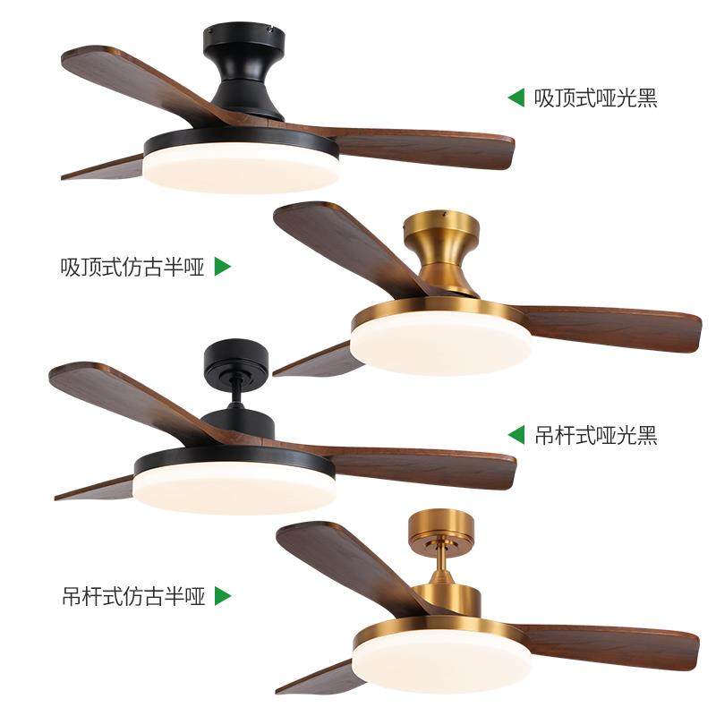 2025新款桐木实木风扇灯中古风客厅吊扇灯餐厅吸顶式书房电扇灯