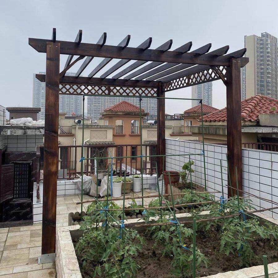 户外防腐碳化实木凉亭木屋葡萄架室外庭院爬藤廊架阳台木亭子定制