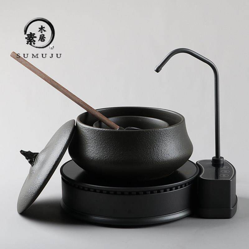 火山石陶瓷带盖煮茶器电陶炉煮茶碗古法黑茶白茶普洱茶温茶碗茶炉