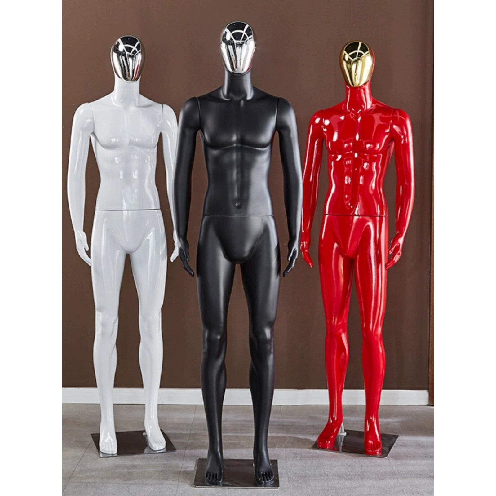 男模全身服装店商场橱窗展示架涂黑色哑光座椅模具切割塑料假人