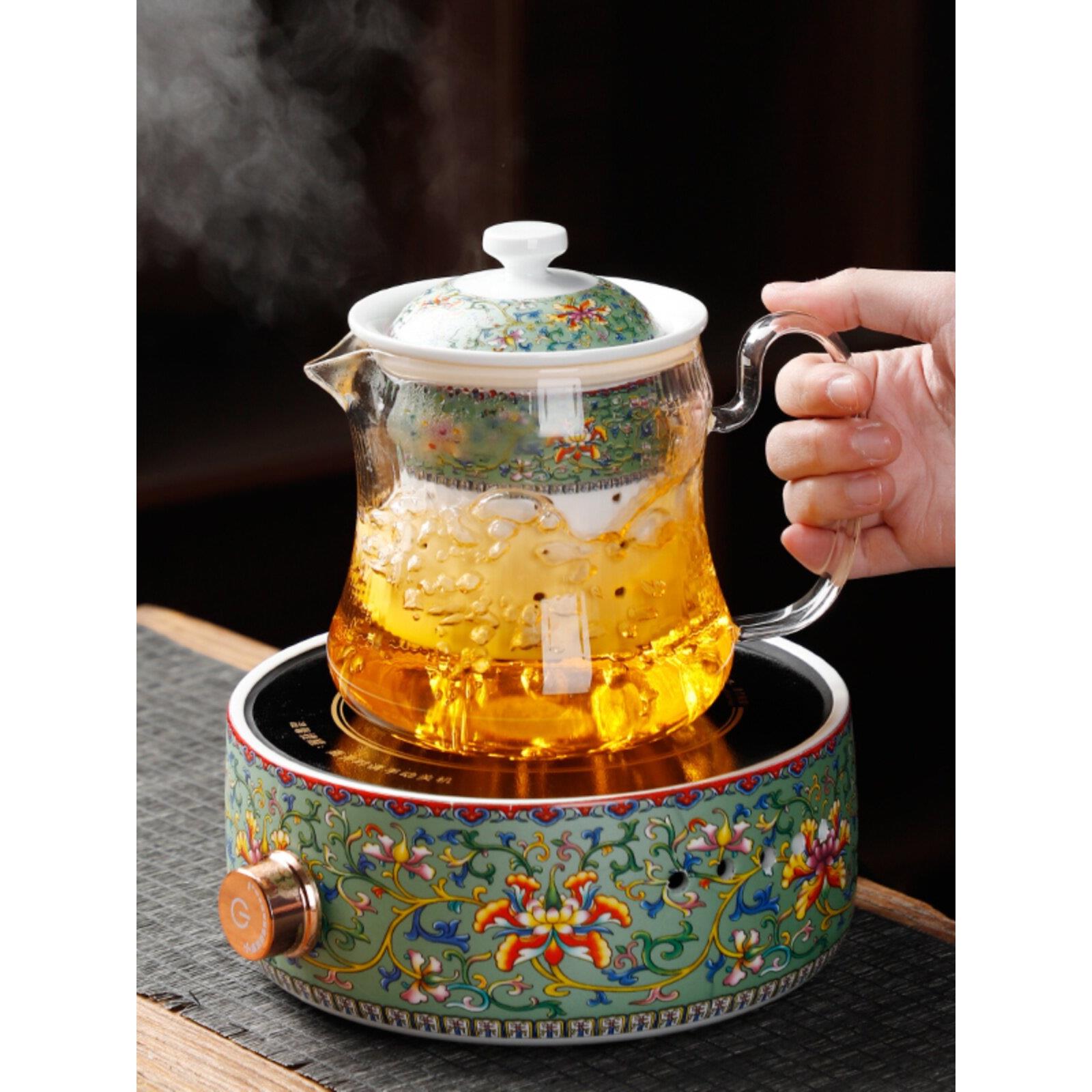 电陶炉煮茶器套装中式客厅玻璃茶壶扒花烧水壶功夫茶具电热茶炉
