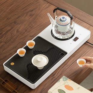 茶盘小型干泡家用办公室烧水煮茶 茶台电陶炉一体全自动泡茶具套装