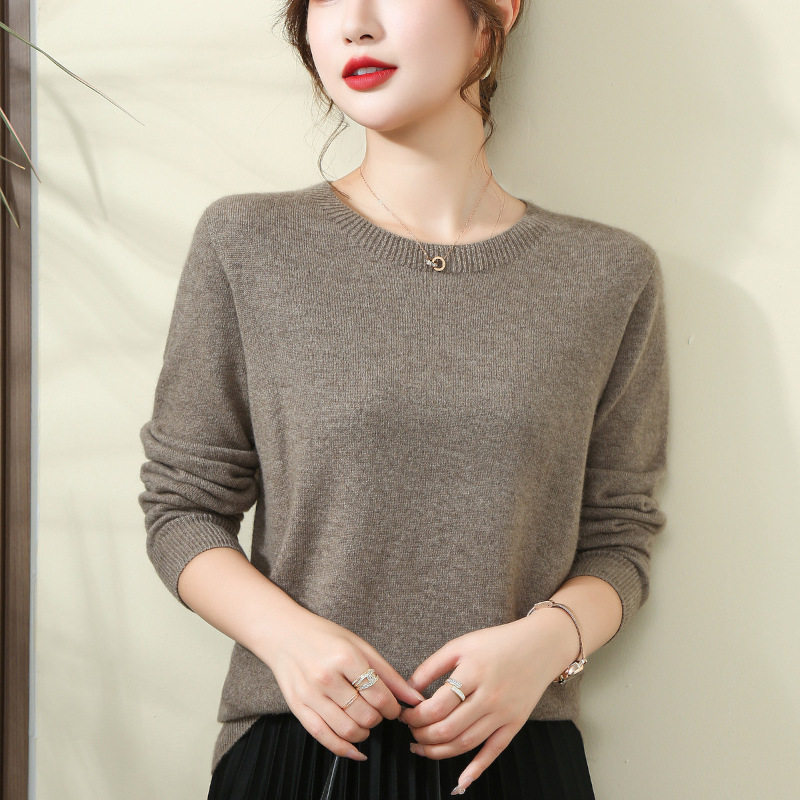 100%纯小山羊绒毛衣女士百搭休闲简约纯色长袖针织打底衫秋冬新款,女装/女士精品,羊绒衫,淘宝优惠券,粉丝福利购,淘宝优惠卷