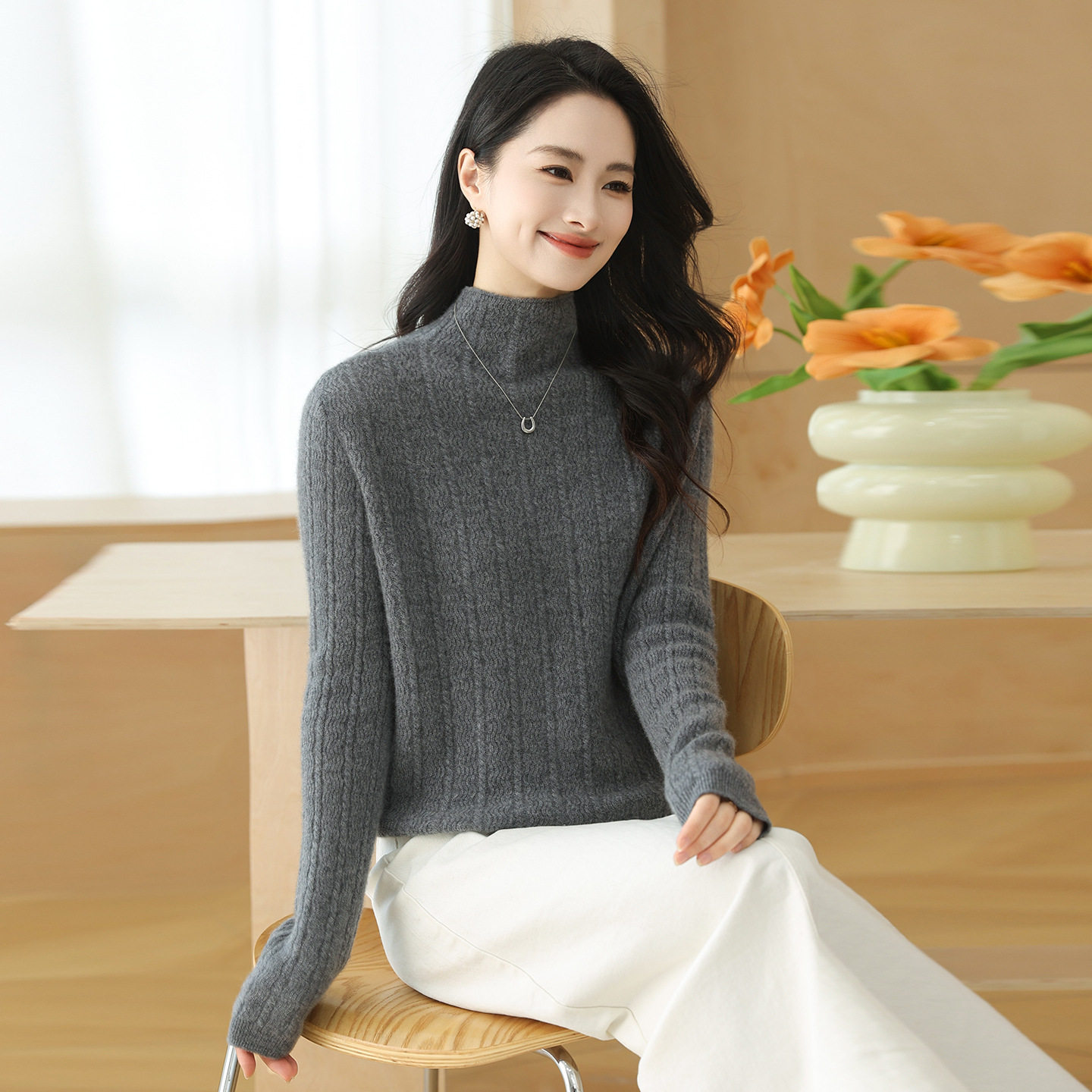 秋冬新款加厚保暖高领羊绒衫女100%纯山羊绒纯色绞花针织毛衣,女装/女士精品,羊绒衫,淘宝优惠券,粉丝福利购,淘宝优惠卷