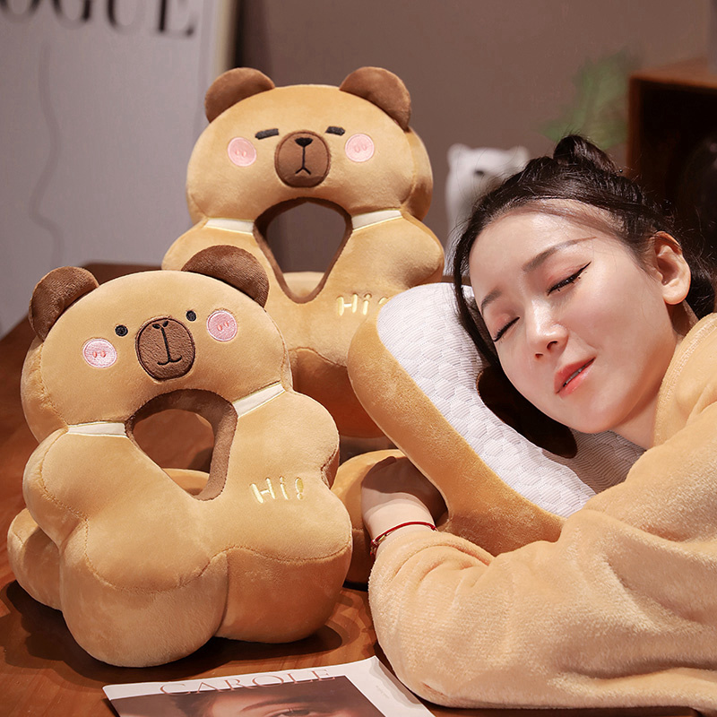 可爱水豚午睡枕学生趴睡枕头办公室抱枕女生睡觉趴趴枕头桌上午休