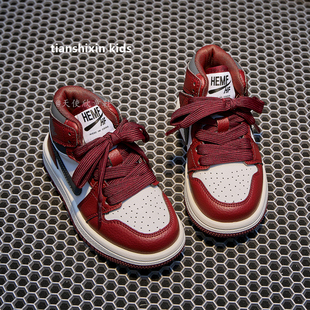 无花果儿童运动鞋秋冬加绒2025新款中大童高帮板鞋女童加绒二棉鞋