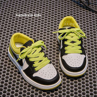 黄色儿童鞋子2025新款春秋男童运动鞋真皮低帮板鞋女童休闲鞋潮牌