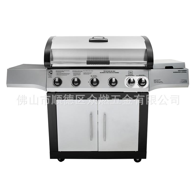 现货美式庭院5头燃气烧烤炉Portable Gas BBQ 5 burner家庭烧烤