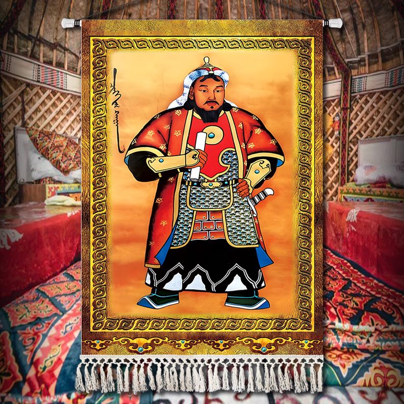 人物布艺挂画展厅民族风酒店装饰画挂布客栈蒙古包客风情民宿房图片