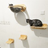 松木实木墙上壁挂式 免打孔太空舱悬挂猫窝爬架子观景台跳板楼梯