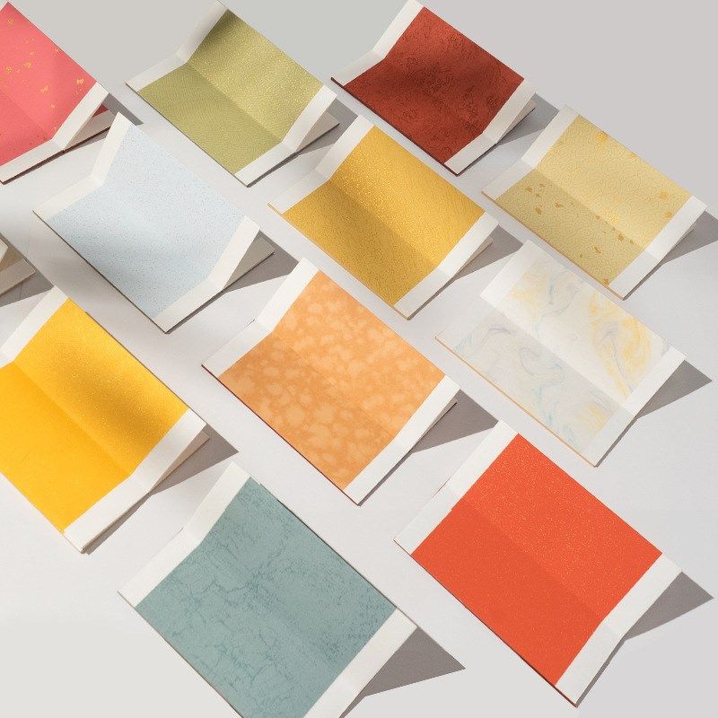 空白复古小折页本蜡染万年红奏折式册页家谱小楷书法册页精装本子