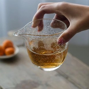 玻璃公道杯瓘玉气泡匀杯雨落公杯加厚家用分茶器功夫茶具配件 日式