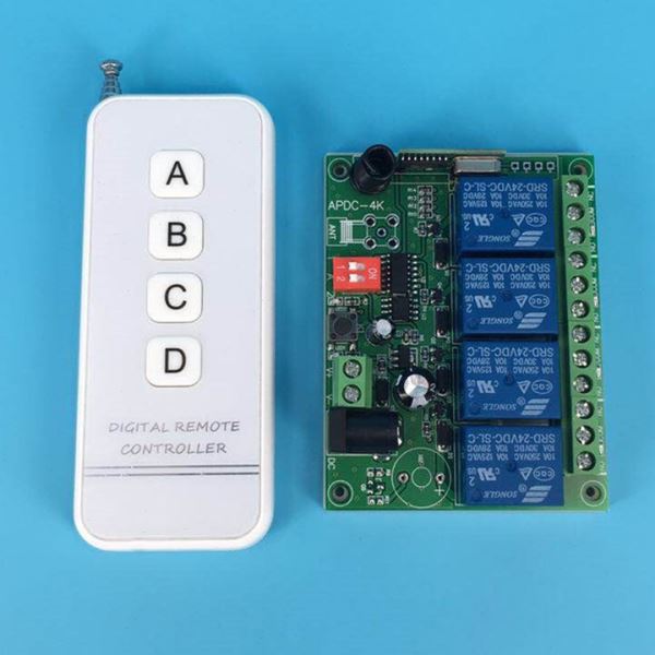 亚克力白晶面板4键遥控工壳学习型12V24V四路灯具升降电机控制器