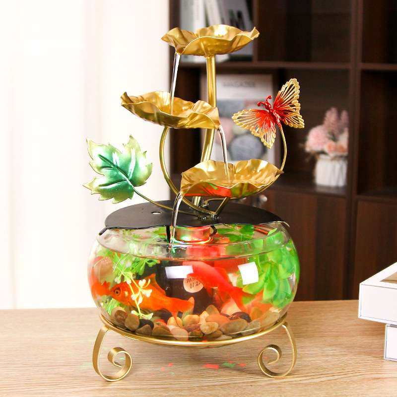 桌面鱼缸流水摆件工艺品小型玻璃鱼缸摆件客厅玄关前台办公室摆件,3C数码配件,其它配件,淘宝优惠券,粉丝福利购,淘宝优惠卷