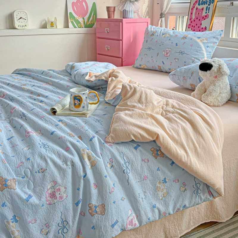 2025年款印花被子多件套夏被子 刺绣毛巾绣花轻薄 可水洗 夏凉