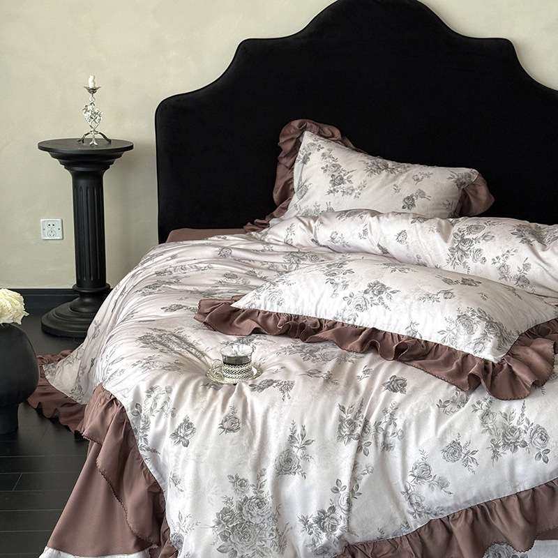 法式复古兰精天丝数码印花木耳花边丝滑四件套,3C数码配件,其它配件,淘宝优惠券,粉丝福利购,淘宝优惠卷