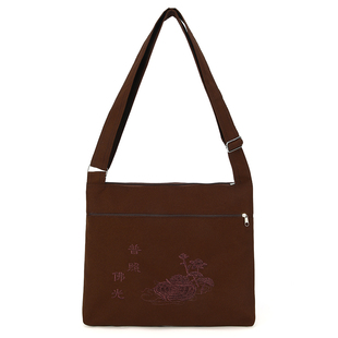 日皈民族风调节扣海清袋单肩休闲帆布包刺绣竖款方形古风便携夏季