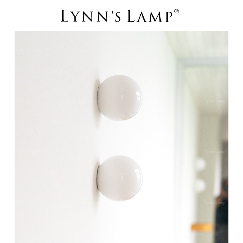Lynns立意 奶油风圆球壁灯 床头卧室走廊阳台镜前灯包豪斯餐厅灯