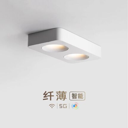 智能led双头极简超极薄明装防眩斗胆射灯无主灯客厅卧室吸顶筒灯