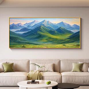 背后有靠山客厅沙发背景装饰画高档大气巨人山风景办公室墙壁挂画