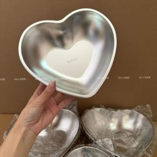 米诺家304不锈钢爱心盘子心形水果盘甜品碟蛋糕点心托盘家用餐具