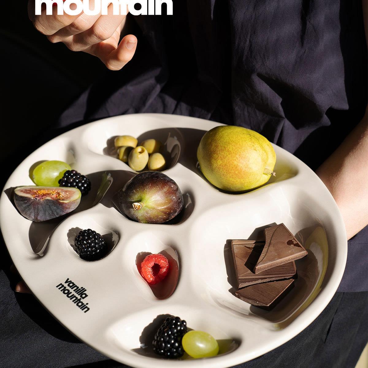 VM香草山 调色盘分格盘 陶瓷多格盘餐盘水果收纳盘多功能饰品托