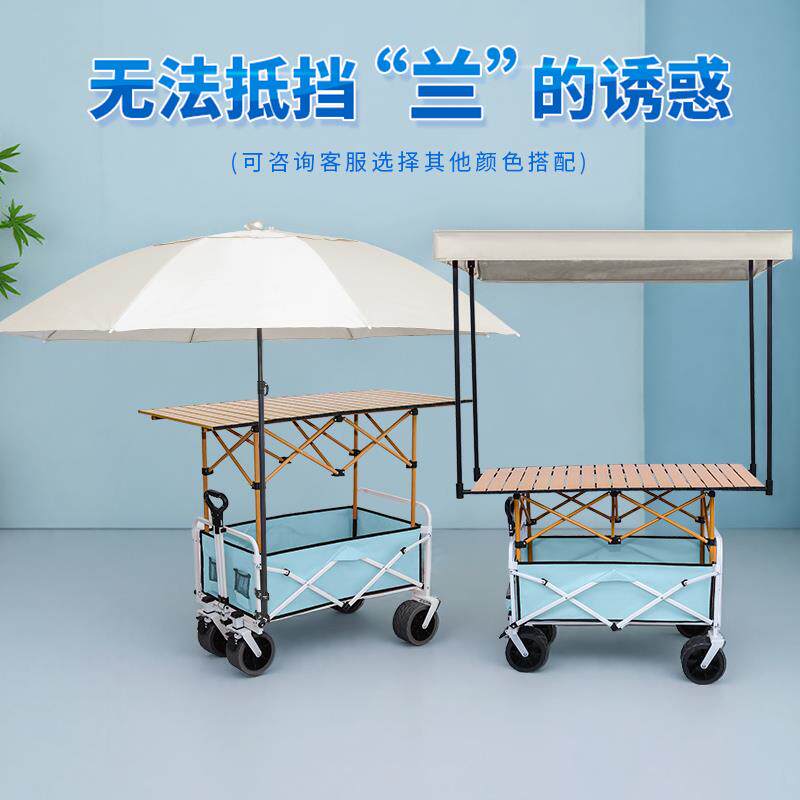 夜市移动摊位展示架烤肠专用摆摊小推车户外露营野餐遮阳伞手推车