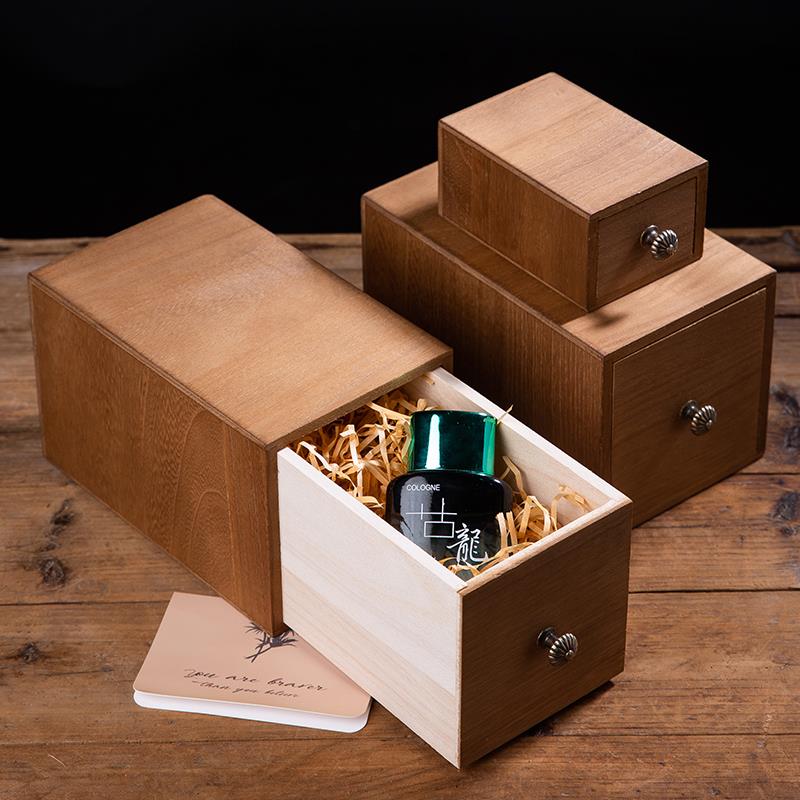 覆古桐木包装盒抽屉式实木礼品盒定制礼盒空盒核桃文玩首饰收纳盒