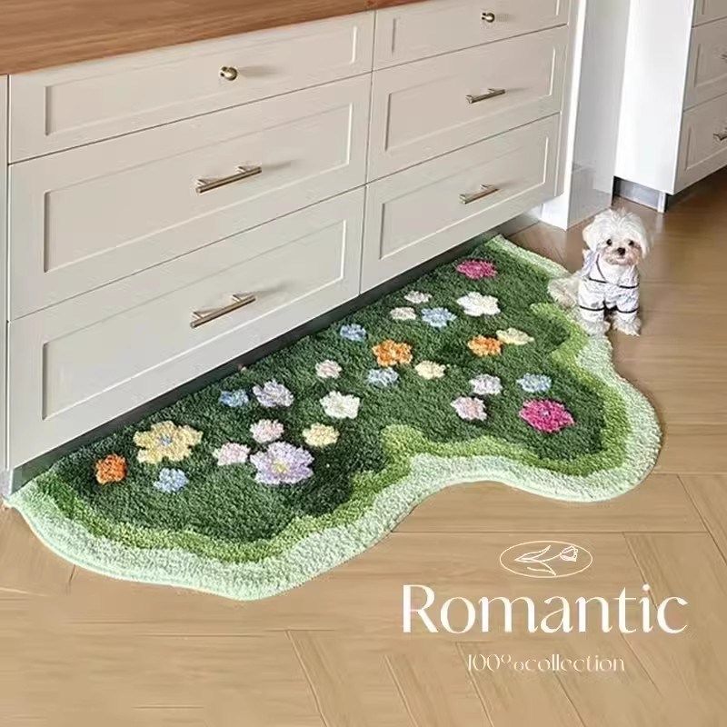 苔藓绿草地客厅地毯卧室飘窗小清新床边毯可爱毛绒田园风绿色地垫