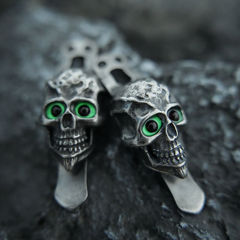 喵家MLD通用手电筒背夹绿色萤光大眼骷髅头腰夹金属手电筒外挂EDC