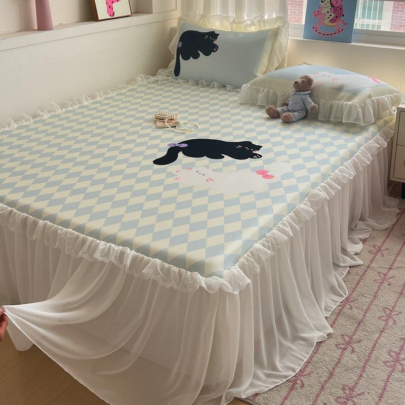 2025新款牛奶冰丝凉席三件套床裙款空调软席子可机洗学生宿舍单人,床上用品,冰丝席,淘宝优惠券,粉丝福利购,淘宝优惠卷