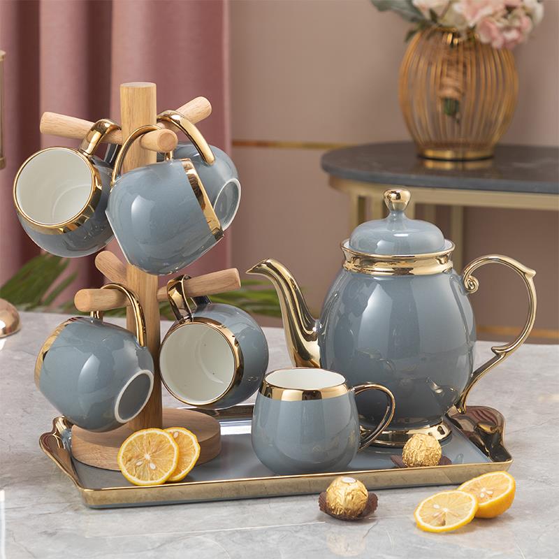 轻奢陶瓷水杯家用套装北欧家庭客厅待客茶杯茶具水具大容量耐高温