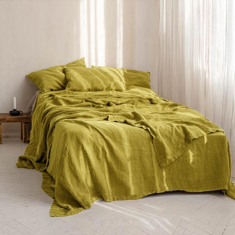 100%纯亚麻单人床单ins北欧风简约纯色水洗舒适亲肤森系床单单件