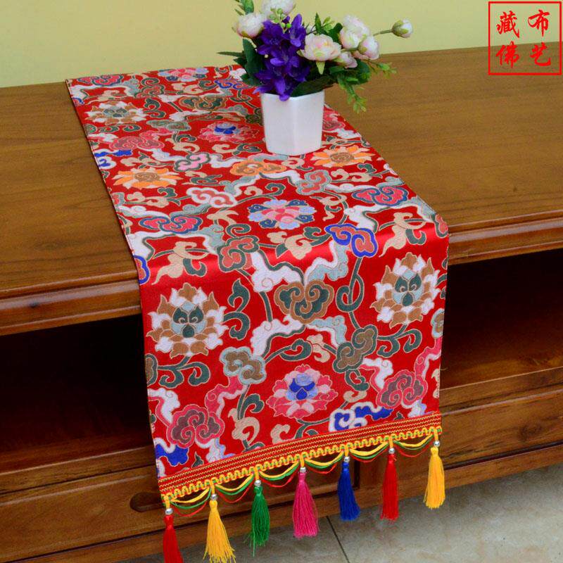 藏式桌旗床旗民族风居家客栈装饰餐桌茶几电视柜佛桌布置长条桌布