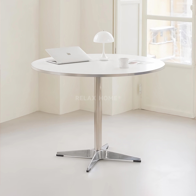 简约伊姆斯中古风餐桌韩国博主小户型圆形纯色办公桌咖啡休闲??桌