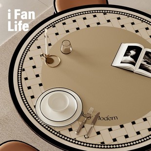 范店莫比复古圆形餐桌垫免洗防油防水桌布防烫高级感防滑垫桌面垫