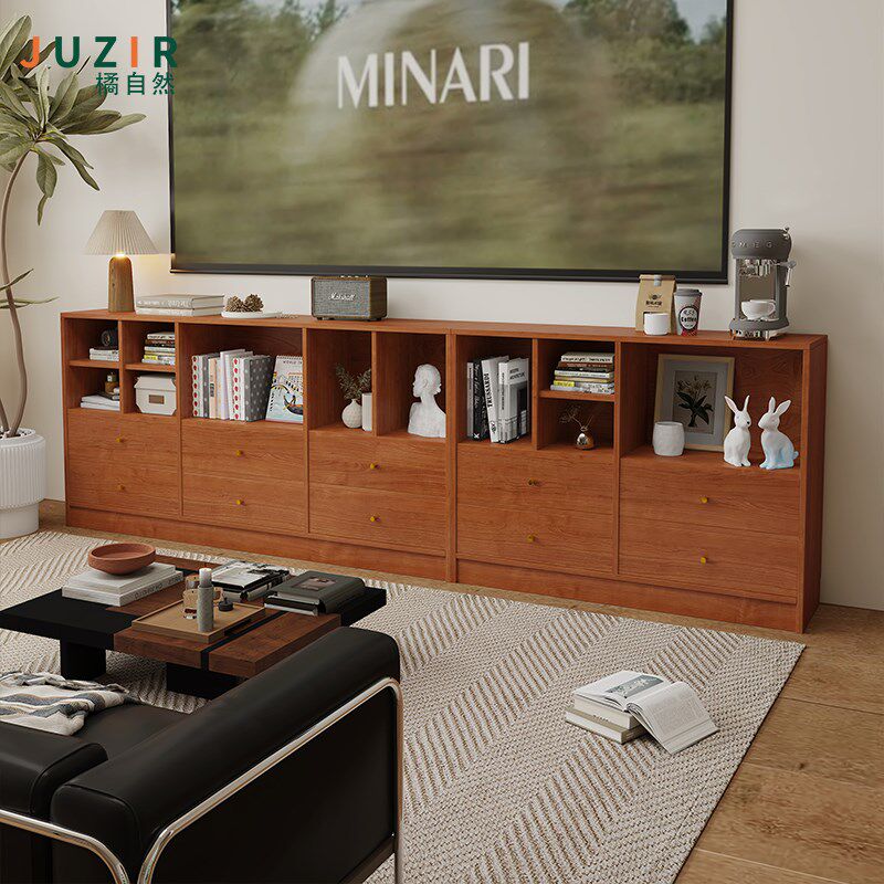 中古风客厅自由组合落地书柜电视柜家用餐边柜带抽屉收纳柜隔断柜