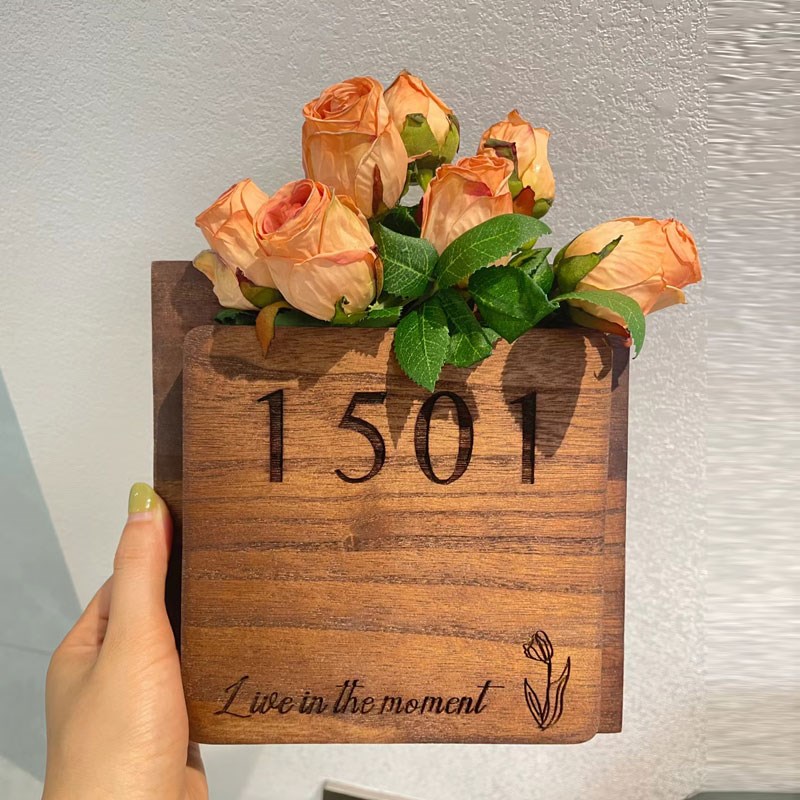 定制 实木门牌定制庭院小木牌刻字民宿住宅家用创意个性门牌插花