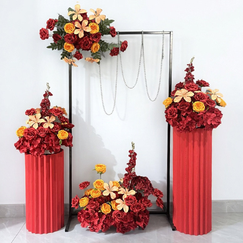 交车仪式布置仿真花球婚庆绢花路引花婚礼背景装饰假花艺布置道具