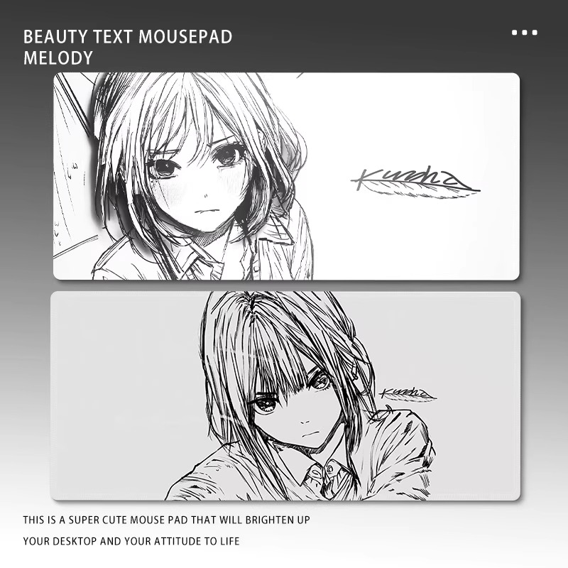 黑白线条女孩高级感鼠标垫