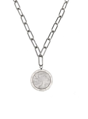 轻奢小众设计感设计n项链欧美时尚钛钢长款罗马数字圆牌女毛衣链