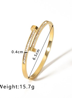 时尚潮流个性钉子手镯微镶锆石小众设G计精致钛钢手环女士高级首