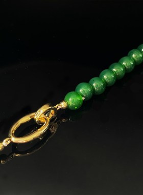 天然绿色玉髓j轻奢小众流苏配饰国风款毛衣项链厂家直供